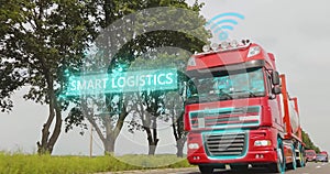 Smart Logistics. Smart transport logistics. Smart transportation of liquid cargo. Liquid cargo is driving along the