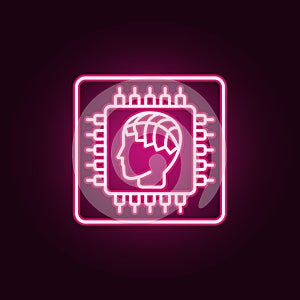 Smart machine cheep neon icon. Elements of Artifical intelligence set. Simple icon for websites, web design, mobile app, info