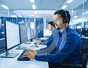 Smart Male IT Programer Working on Desktop Computer Software Development Code Writing Website Design Database