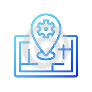 Smart mapping technology gradient linear vector icon