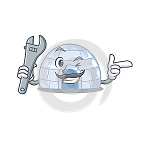 Smart Mechanic igloo cartoon character in design