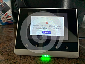 Smart meter up close with error message
