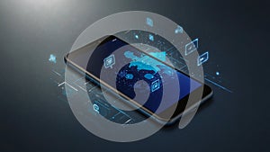 Smart Mobile Device with Futuristic Digital Interface