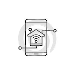 Smart mobile phone control icon. Element of smart house icon for mobile concept and web apps. Thin line Smart mobile phone control