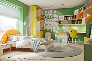 A smart modern children's room is a perfect blend of functionality and aesthetics, designed to provide a comfortable photo