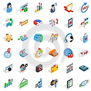 Smart net icons set, isometric style
