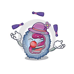 Smart neutrophil cell cartoon character design playing Juggling