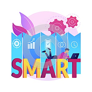 SMART Objectives abstract concept vector illustration. photo