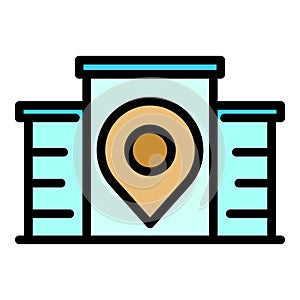 Smart office building icon vector flat