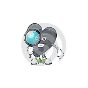 Smart One eye black love Detective cartoon character design