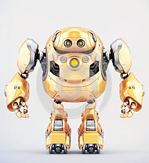 Smart orange robotic turtle bot, 3d rendering