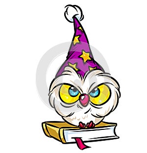 Smart owl book knowledge cartoon illustration