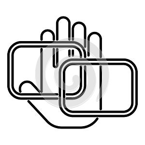 Smart palm scanning icon outline vector. Social system