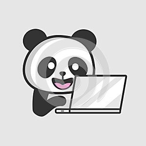 Smart Panda programmer work on the laptop notebook / netbook