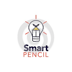 Smart pencil icon logo premium vector illustration