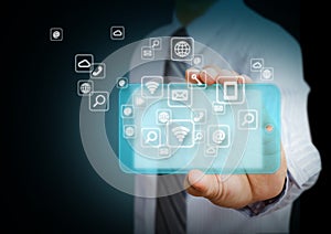 Smart phone with application icons