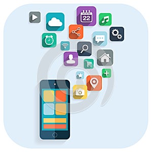Smart phone apps info graphics. Icons for website.