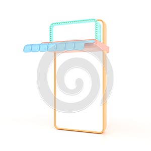 smart phone as online shop. minimal pastel color