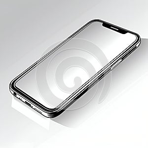smart phone with blank screen with copy space white background, Smartphone outline Device front view photo