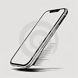 smart phone with blank screen with copy space white background, Smartphone outline Device front view photo