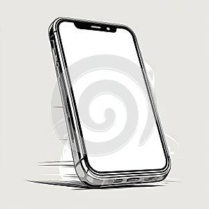 smart phone with blank screen with copy space white background, Smartphone outline Device front view photo