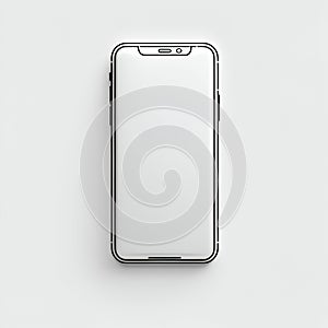 smart phone with blank screen with copy space white background, Smartphone outline Device front view photo