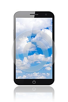 Smart phone with blue sky