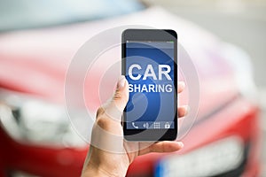 Smart Phone With Car Sharing App On Screen