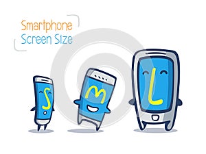 Smart phone cartoon size comparison