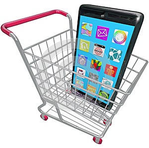 Smart Phone Cellphone Apps Shopping Cart Buying New Telephone