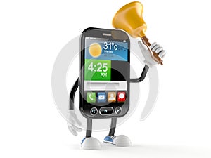 Smart phone character ringing a handbell