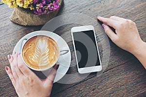 Smart phone and coffee