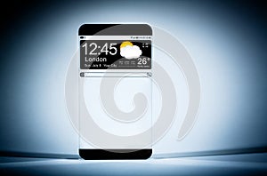 Smart phone (copy space display) with a transparent display.