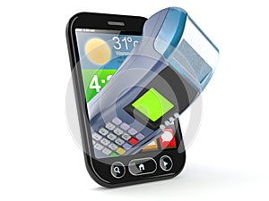 Smart phone with credit card reader