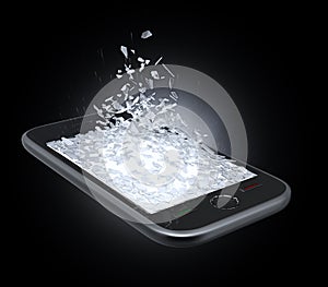 Smart phone display being shattered