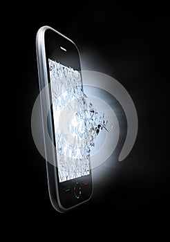 Smart phone display being shattered