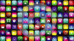 Smart Phone Display Showing Software App Icons Application Background