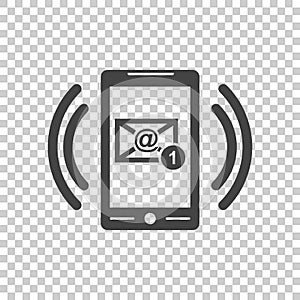 Smart phone with Email symbol on the screen. Vector illustration