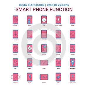 Smart phone functions icon Dusky Flat color - Vintage 25 Icon Pa