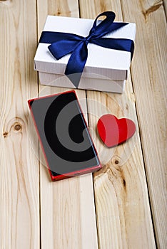 Smart Phone, Gift Box And Heart.