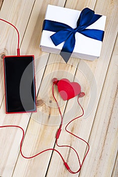 Smart Phone, Gift And Red Heart.