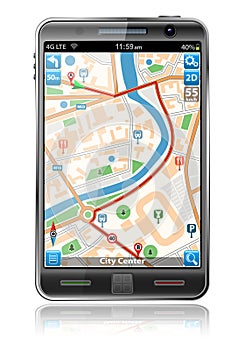 Smart Phone with GPS Navigation Application