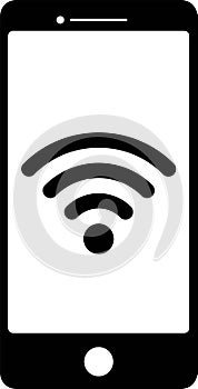 Smart phone icon with wifi symbol vector, Mobile device and wireless technology, Wifi network, internet zone icon set.