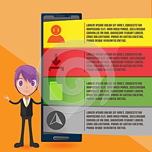 Smart Phone Info Graphic Present Template Vector