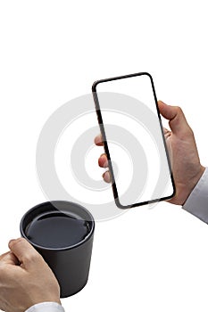 Smart phone isolated on white background. Mockup image smart phone
