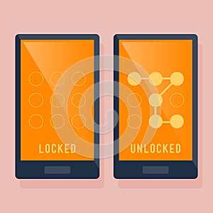 Smart Phone Locked And Unlocked Swipe Icon