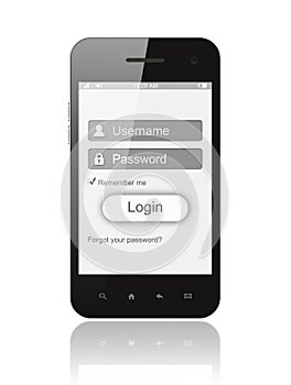 Smart phone with login box