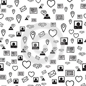 Smart Phone Love SMS and Communications Seamless Pattern