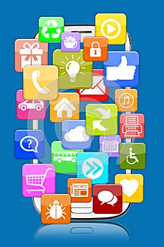 Smart phone mobile with application apps app for internet communication