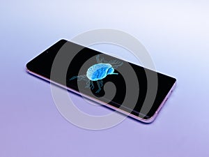 Smart phone, mobile phone isolated, Artificial Intelligence . binary code, virtual concept for web and technology, processor